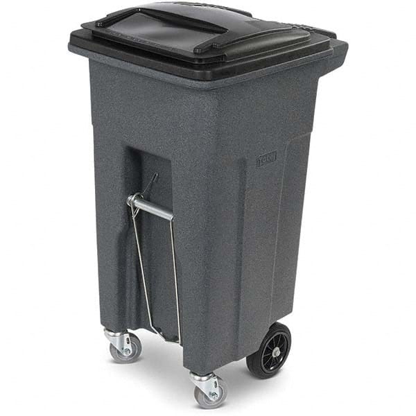 32 Gal Rectangle Graystone Trash Can Polyethylene