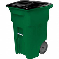 64 Gal Rectangle Waste Green Trash Can Polyethylene