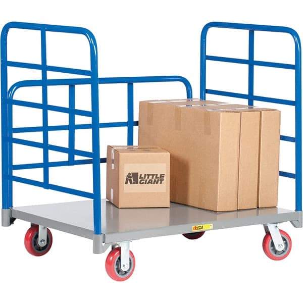 Little Giant - 3,600 Lb Capacity Steel Double End Rack Platform Truck - Steel Deck, 24" OAW, 60" Platform Length, Polyurethane Casters - Caliber Tooling