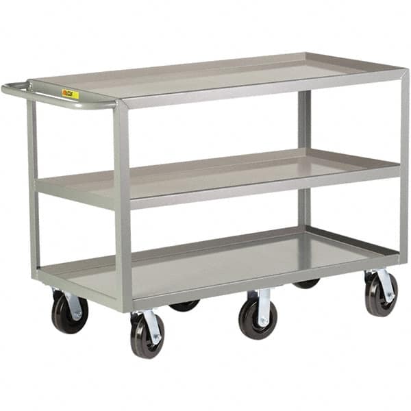 Little Giant - 3,600 Lb Capacity, 24" Wide x 48" Long x 36" High Cart - 3 Shelf, Steel, Phenolic Casters - Caliber Tooling