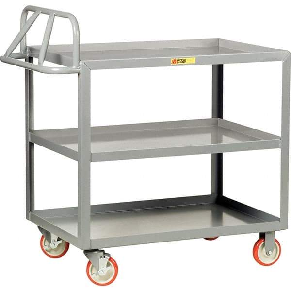 Little Giant - 1,200 Lb Capacity, 30" Wide x 48" Long x 35" High Cart - 3 Shelf, Steel, Polyurethane Casters - Caliber Tooling