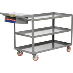 Little Giant - 1,200 Lb Capacity, 18" Wide x 32" Long x 35" High Order Picking Cart - 3 Shelf, Steel, 2 Rigid/2 Swivel Casters - Caliber Tooling