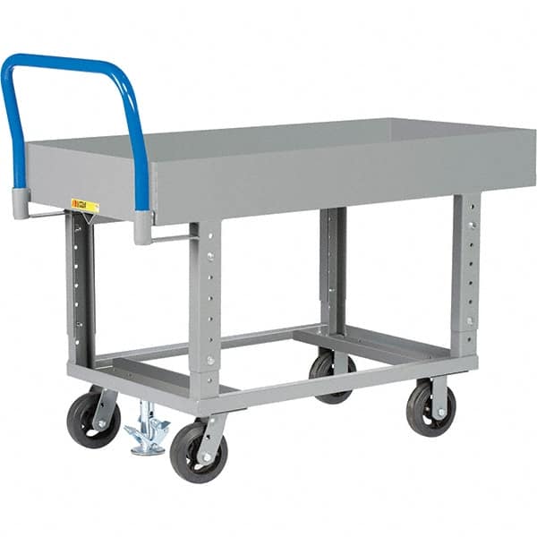 Little Giant - 2,000 Lb Capacity Steel Platform Truck - Steel Deck, 24" OAW, 49-1/2" Platform Length, Mold On Rubber Casters - Caliber Tooling