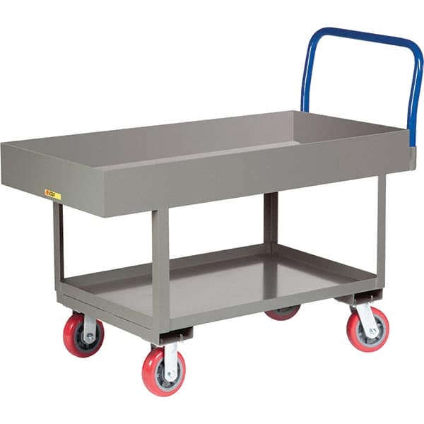 Little Giant - 2,000 Lb Capacity Steel Platform Truck - Steel Deck, 24" OAW, 49-1/2" Platform Length, Polyurethane Casters - Caliber Tooling