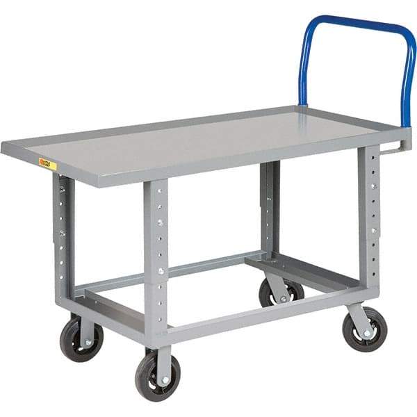 Little Giant - 2,000 Lb Capacity Steel Platform Truck - Steel Deck, 30" OAW, 48" Platform Length, Mold On Rubber Casters - Caliber Tooling