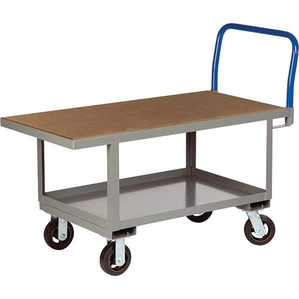 Little Giant - 2,000 Lb Capacity Steel Platform Truck - Steel Deck, 30" OAW, 60" Platform Length, Mold On Rubber Casters - Caliber Tooling