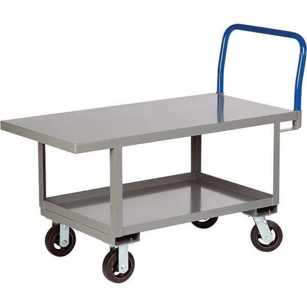 Little Giant - 2,000 Lb Capacity Steel Platform Truck - Steel Deck, 30" OAW, 48" Platform Length, Mold On Rubber Casters - Caliber Tooling