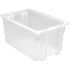 Quantum Storage - 90 Lb Load Capacity Clear Polypropylene Tote Container - Stacking, Nesting, 12" Long x 15-1/2" Wide x 23" High - Caliber Tooling