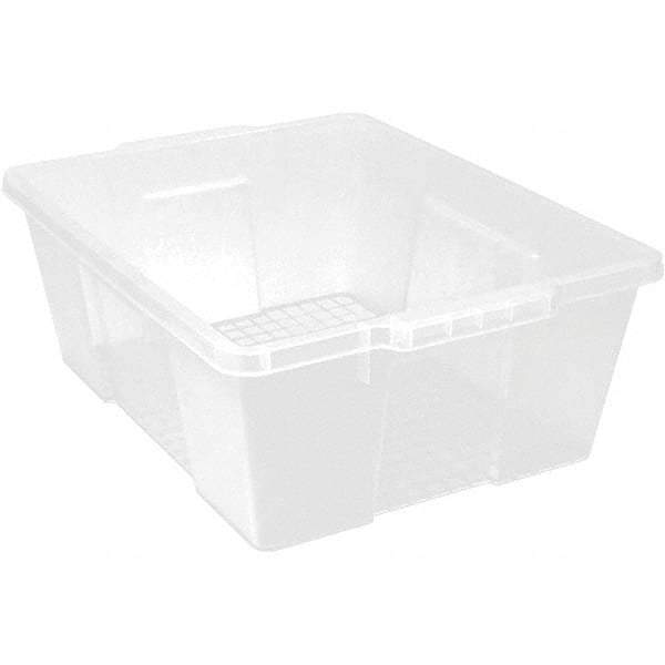 Quantum Storage - 50 Lb Load Capacity Clear Polypropylene Tote Container - Stacking, Nesting, 7.8" Long x 15.9" Wide x 21" High - Caliber Tooling