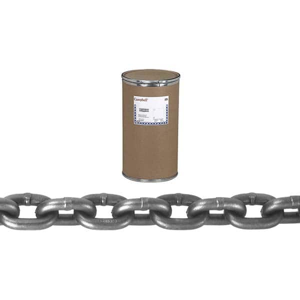 Campbell - Welded Chain; Chain Grade: 80 ; Trade Size: 5/16 ; Load Capacity (Lb.): 4500 ; Finish/Coating: Zinc Plated ; Type: Alloy ; Length (Feet): 500 - Exact Industrial Supply