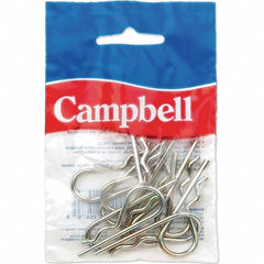 Campbell - Hitch Pins; Type: Pull Ring ; Pin Diameter (Inch): 5/32 ; Overall Length (Inch): 3 ; Usable Length (Inch): 7/16 ; Hole Size (Inch): 1/2 ; Material: Carbon Steel - Exact Industrial Supply