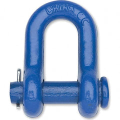 Campbell - Shackles; Nominal Chain Size: 1/2 ; Load Limit (Ton): 2.00 ; Type: Utility ; Pin Type: Round ; Material: Forged Steel ; Load Capacity (Lb.): 4,000 - Exact Industrial Supply