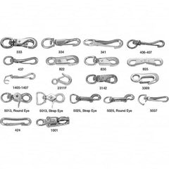 Campbell - Snaps; Type: Double Ended Cap Snap ; Overall Length (Inch): 5-1/4 ; Size (Inch): 5-1/4 ; Snap Opening (Inch): 7/16 ; Material: Steel ; Finish/Coating: Zinc Plated - Exact Industrial Supply