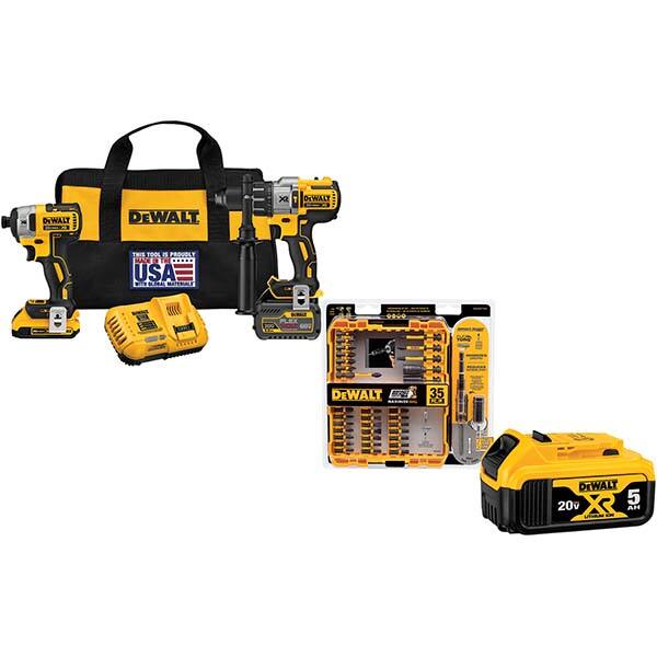 DeWALT - Cordless Tool Combination Kits Voltage: 20 Tools: 1/2" Brushless Hammerdrill, 1/4" Brushless Compact Impact Driver - Caliber Tooling