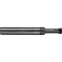 Straight Flute Thread Mill: External & Internal, 3 Flutes, 1/4″ Shank Dia, Solid Carbide 0.09″ Cut Dia, 0.3602″ LOC, 2.5″ OAL, AlCrN Coated