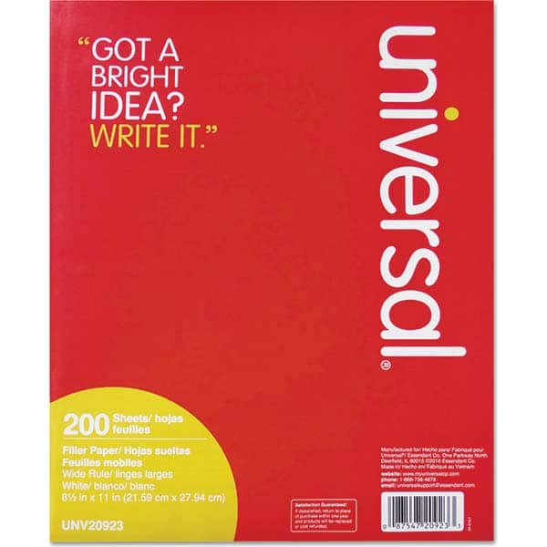 UNIVERSAL - Note Pads, Writing Pads & Notebooks Writing Pads & Notebook Type: Filler Paper Size: 8-1/2 x 11 - Caliber Tooling