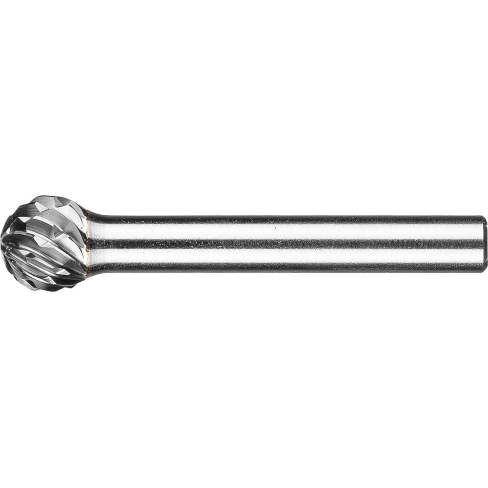 PFERD - SD-3, 3/8" Cut Diam, 1/4" Shank Diam, Carbide Diamond Pattern Ball Burr - Exact Industrial Supply