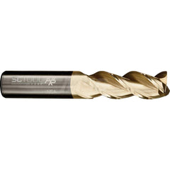 Ball End Mill: 0.3125″ Dia, 0.875″ LOC, 3 Flute, Solid Carbide 2-1/2″ OAL, 5/16″ Shank Dia, 42 ° Helix, ZrN Coated, Single End