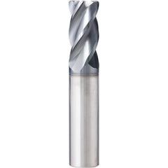 Square End Mill: 3/16'' Dia, 9/16'' LOC, 3/16'' Shank Dia, 2'' OAL, 4 Flutes, Solid Carbide AlTiN Finish, 45 ° Helix, Centercutting, Series XP-NB