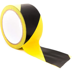 Floor & Aisle Marking Tape: 1″ Wide, 6.5 mil Thick, Rubber Black & Yellow, Smooth Surface, Light-Duty