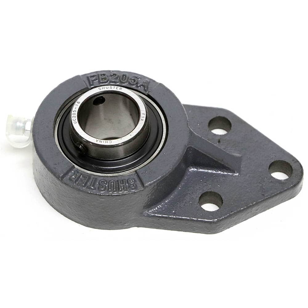 Shuster - UCFB205-16, 1" ID, 2-3/4" OAL x 4-3/4" OAH, 3-Bolt Flange Mounted Bearing - Exact Industrial Supply