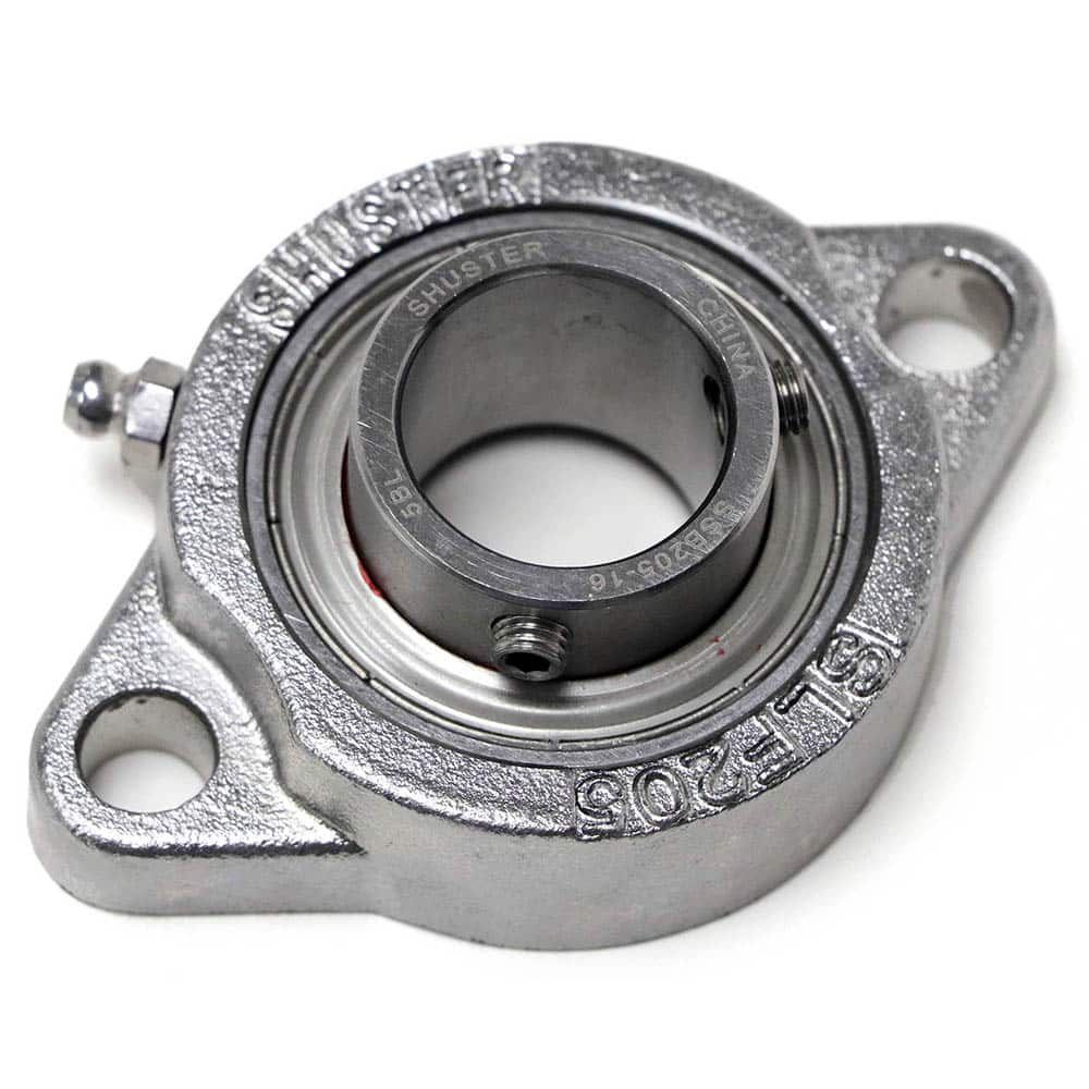 Shuster - SSBSLF202-10, 5/8" ID, 56mm OAL x 81mm OAH x 1" Wide, 2-Bolt Flange Bearing - Exact Industrial Supply