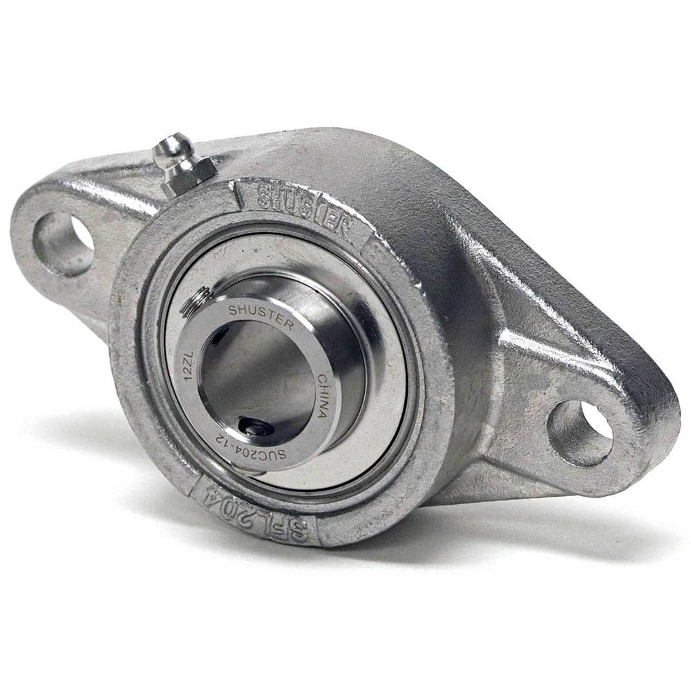 Shuster - SUCSFL207, 35mm ID, 90mm OAL x 161mm OAH x 1-3/4" Wide, 2-Bolt Flange Bearing - Exact Industrial Supply