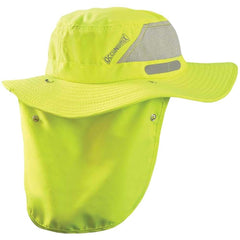 OccuNomix - Hats, Headbands & Bandanas; Garment Style: Ranger Hat ; Garment Type: Cooling ; Garment Color: Hi-Viz Yellow ; Garment Size: Medium ; Garment Material: Polyester; Mesh ; Closure Type: Draw String - Exact Industrial Supply