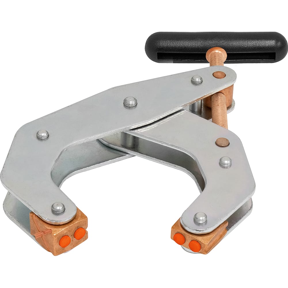 Kant Twist - Cantilever Clamps; Handle Style: Round Handle ; Maximum Opening Capacity (Inch): 4-1/2 ; Open Throat Depth (Inch): 2-3/8 ; Closed Throat Depth (Inch): 2-5/8 ; Jaw Material: Copper Plated Steel; Polyurethane ; Load Capacity (Lb.): 1700.000 - Exact Industrial Supply