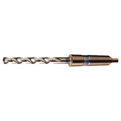 3/8 RHS / RHC HSS-CO 8% (M42) 135 Degree Notched Point Cobalt Taper Shank Drill - Straw / Gold Oxide - Exact Industrial Supply