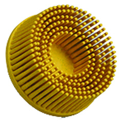 Scotch-Brite Roloc Bristle Disc RD-ZB 80 TR Yellow 3″ × 5/8″ Tapered - Caliber Tooling