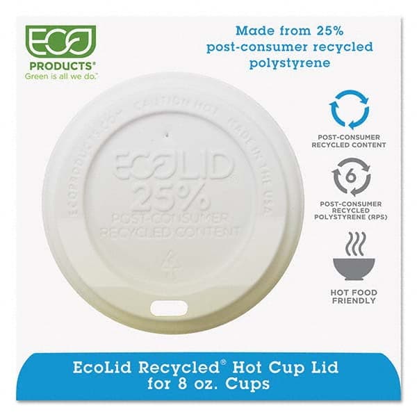 ECO PRODUCTS - EcoLid 25% Recy Content Hot Cup Lid, White, Fits 8 oz Hot Cups, 100/PK, 10 PK/CT - Caliber Tooling