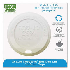 ECO PRODUCTS - EcoLid 25% Recy Content Hot Cup Lid, White, Fits 8 oz Hot Cups, 100/PK, 10 PK/CT - Caliber Tooling