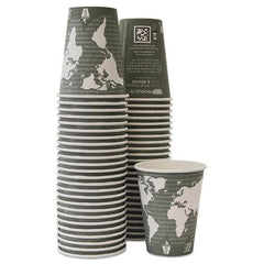 ECO PRODUCTS - World Art Renewable/Compostable Hot Cups, 12 oz, Gray, 50/Pack,10 Pack/Carton - Caliber Tooling