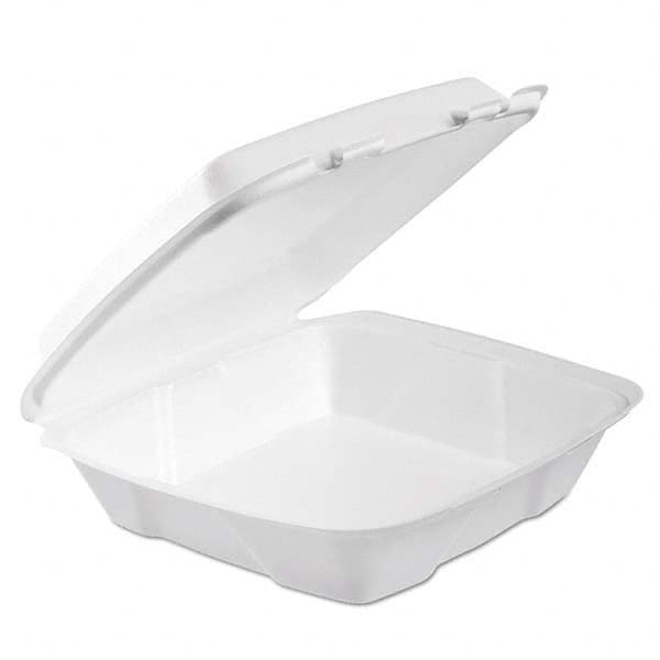 DART - Foam Hinged Lid Container, 1-Comp, 9 x 9 2/5 x 3, White, 100/Bag, 2 Bag/Carton - Caliber Tooling