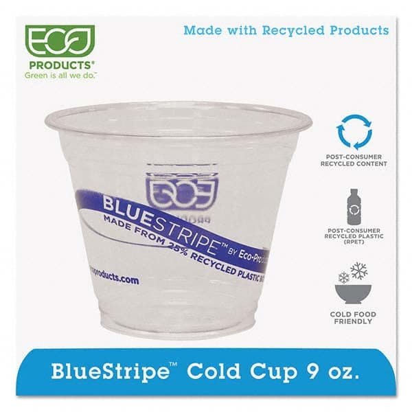 ECO PRODUCTS - BlueStripe 25% Recycled Content Cold Cups, 9 oz, Clear/Blue, 50/Pk, 20 Pk/Ct - Caliber Tooling