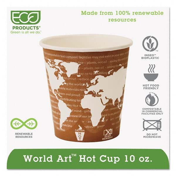 ECO PRODUCTS - World Art Renewable Compostable Hot Cups, 10 oz, 50/PK, 20 PK/CT - Caliber Tooling