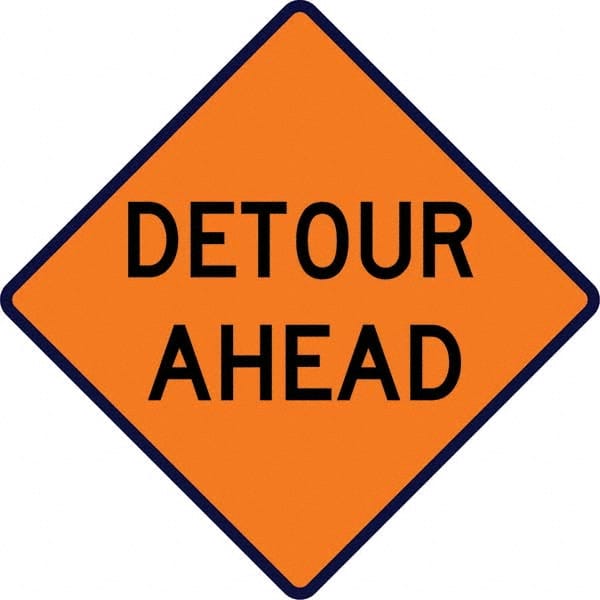 VizCon - "Detour Ahead," 36" Wide x 36" High Vinyl Construction Roadway Sign - Caliber Tooling