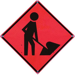 VizCon - "Road Construction Ahead," 36" Wide x 36" High Vinyl Construction Roadway Sign - Caliber Tooling