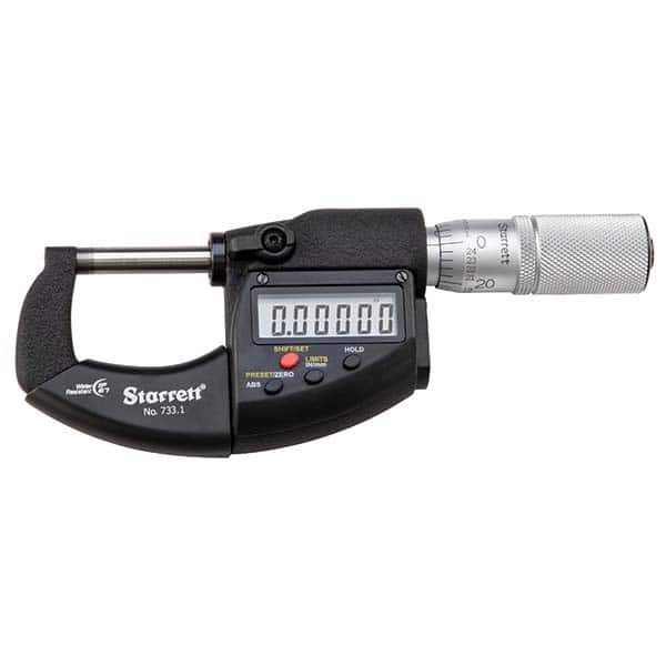 Starrett - Electronic Outside Micrometer Sets Minimum Measurement (Inch): 0 Minimum Measurement (mm): 0 - Caliber Tooling