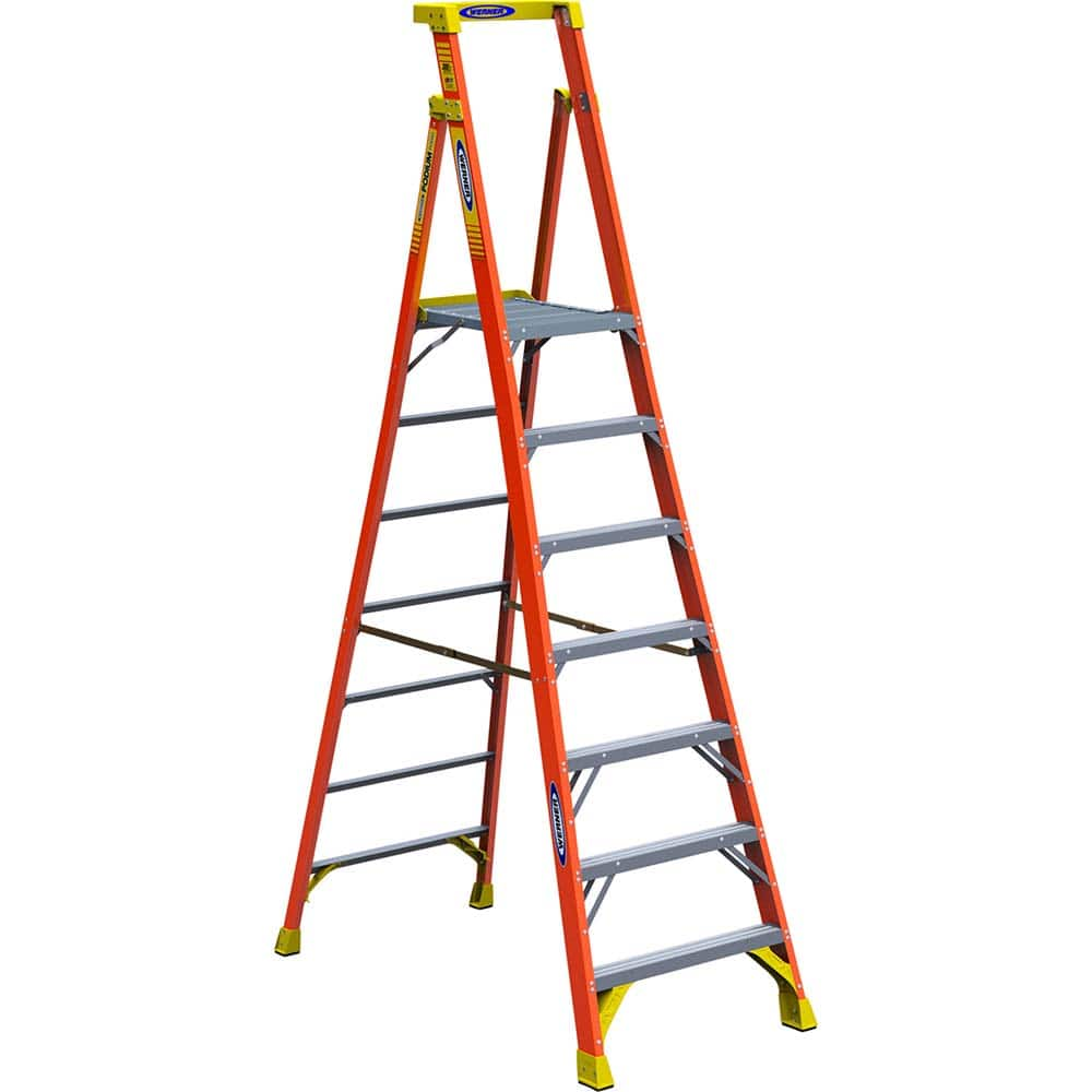 Werner - Step Ladders; Type: Podium Ladder ; Height (Feet): 9 ; Industry Rating: Type IA ; Load Capacity (Lb.): 300.000 ; Material: Fiberglass ; Number of Steps / Rungs: 7 - Exact Industrial Supply