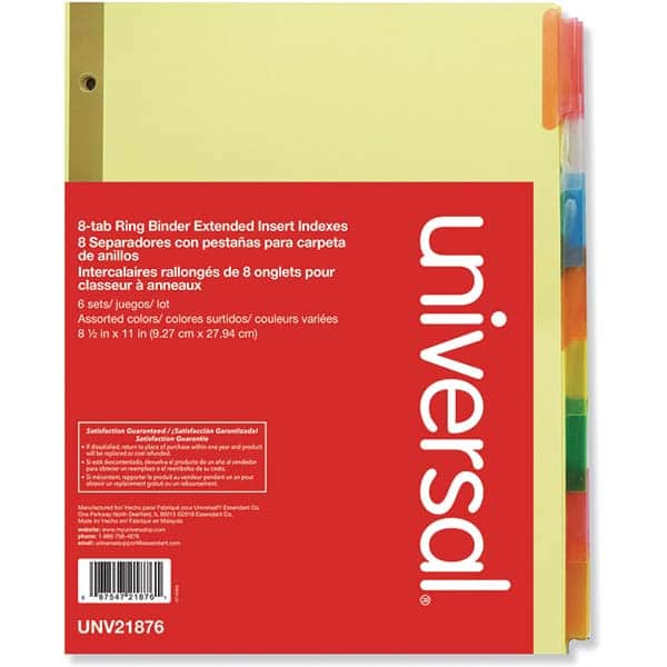 UNIVERSAL - Tabs, Indexes & Dividers Indexes & Divider Type: Customizable Size: 8-1/2 x 11 - Caliber Tooling