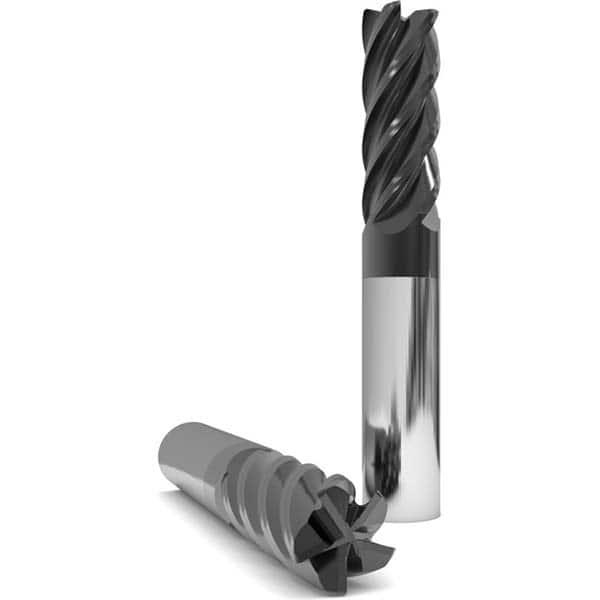 Corner Radius End Mill: 1/4″ Dia, 3/4″ LOC, 0.01″ Radius, 5 Flutes, Solid Carbide 2-1/2″ OAL, 1/4″ Shank Dia, 38 ° Helix, nACo Coated, Corner Radius End, Centercutting, Series 1035