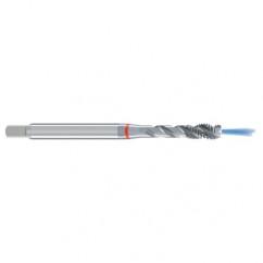 M6x1.0 6H 3-Flute Cobalt Red Ring Semi-Bottoming 40 degree Spiral Flute Tap-Bright - Caliber Tooling