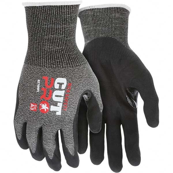 MCR Safety - Size L, ANSI Cut Lvl A3, Puncture Lvl 4, Abrasion Lvl 4, Foam Nitrile Coated Cut & Puncture Resistant Gloves - Caliber Tooling