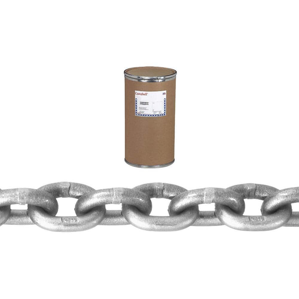 Campbell - Welded Chain; Chain Grade: 43 ; Trade Size: 1/2 ; Load Capacity (Lb.): 9200.000 ; Finish/Coating: Self-Colored ; Type: Welded ; Length (Feet): 100 - Exact Industrial Supply