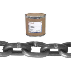 Campbell - Welded Chain; Chain Grade: 30 ; Trade Size: 3/16 ; Load Capacity (Lb.): 800.000 ; Finish/Coating: Galvanized ; Type: Welded ; Length (Feet): 500 - Exact Industrial Supply