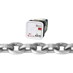 Campbell - Welded Chain; Chain Grade: 43 ; Trade Size: 1/4 ; Load Capacity (Lb.): 2600.000 ; Finish/Coating: Bright ; Type: Welded ; Length (Feet): 100 - Exact Industrial Supply