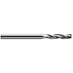 Square End Mill: 1/32'' Dia, 3/32'' LOC, 1/8'' Shank Dia, 1-1/2'' OAL, 3 Flutes, Solid Carbide Single End, Uncoated, Upcut Flute, 22 ° Helix, Centercutting, RH Cut, RH Flute