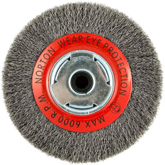 Norton - 6" OD, 5/8" Arbor Hole, Crimped Carbon Wheel Brush - Caliber Tooling